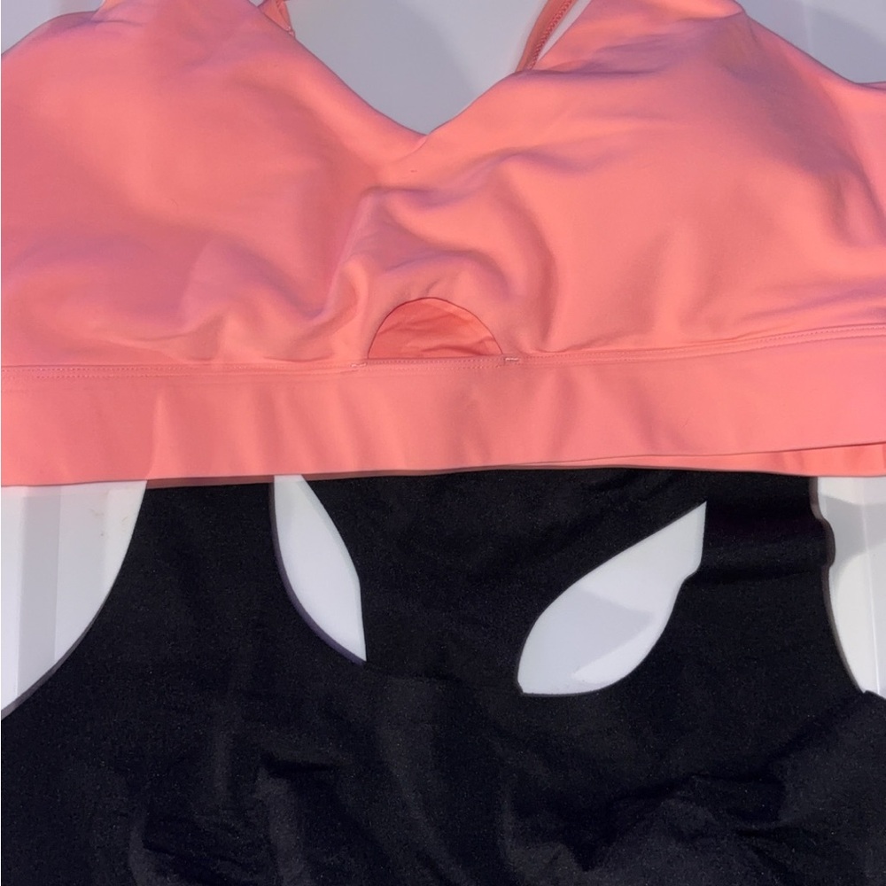 Women's Pink and Black Swim Top